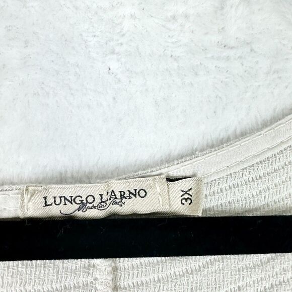 Lungo L'arno Linen Floral Crochet Top Size 3X Short Sleeve Cream - Picture 6 of 7